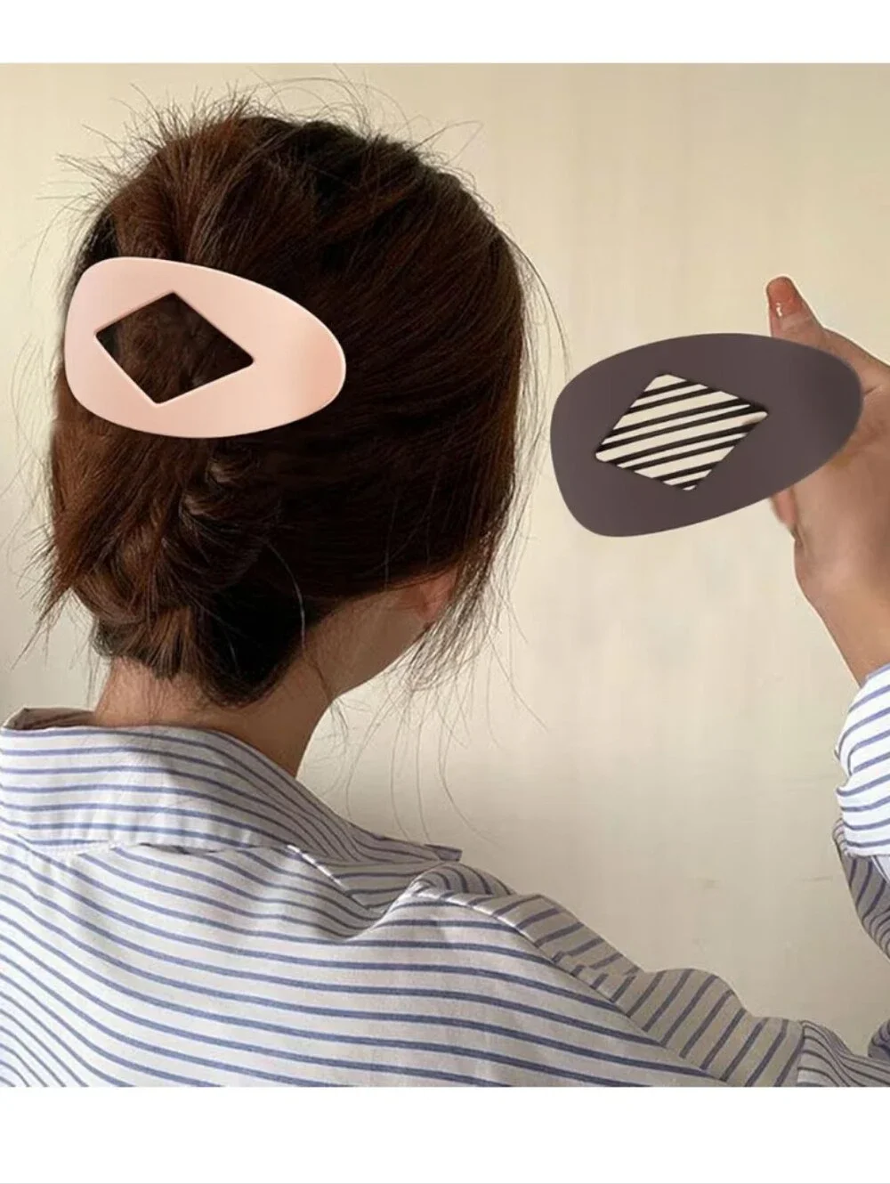 Neutral Tone Geometric Hair Clip Set of 6